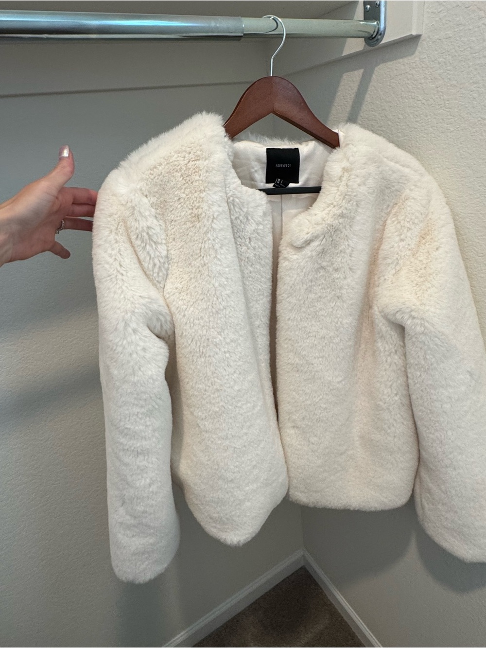 Forever 21 Ivory Faux Fur Teddy Jacket